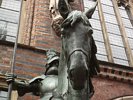 Sculpture of Knight on Horse on side of Bremer Rathaus in Bremen - Germany