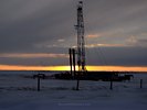 Well Service Rig - Winter Sunset over Alberta, Canada - between Calgary and Medicine Hat